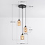 Pendant light with amber glass, 3-bulb - Kensi