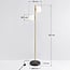Gold floor lamp with opal glass, 2-bulb - Phae