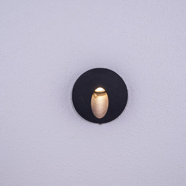 Recessed outdoor wall light Merlin - black with integrated LED