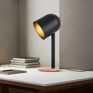 Modern table lamp in black with wood - Spy