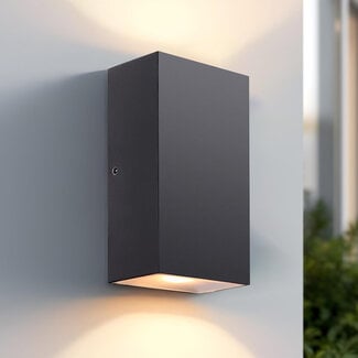 2-light outdoor wall light Cole - black with integrated LED
