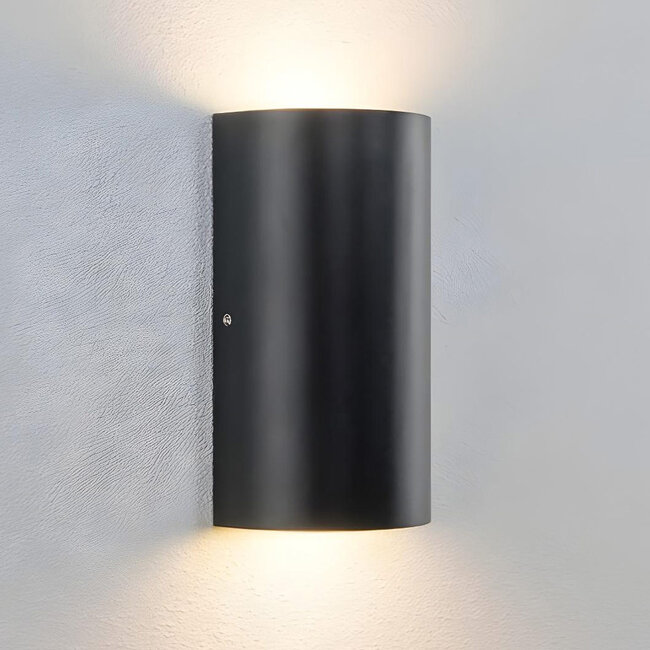 2-light outdoor wall light Lila - black with integrated LED