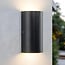 2-light outdoor wall light Lila - black with integrated LED