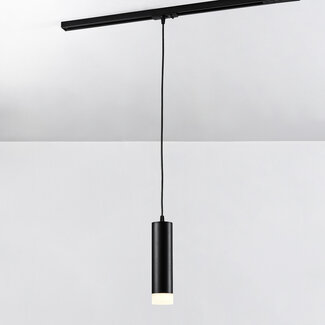 Pendant light cord Luke for 1-phase track lighting system - black with frosted diffuser