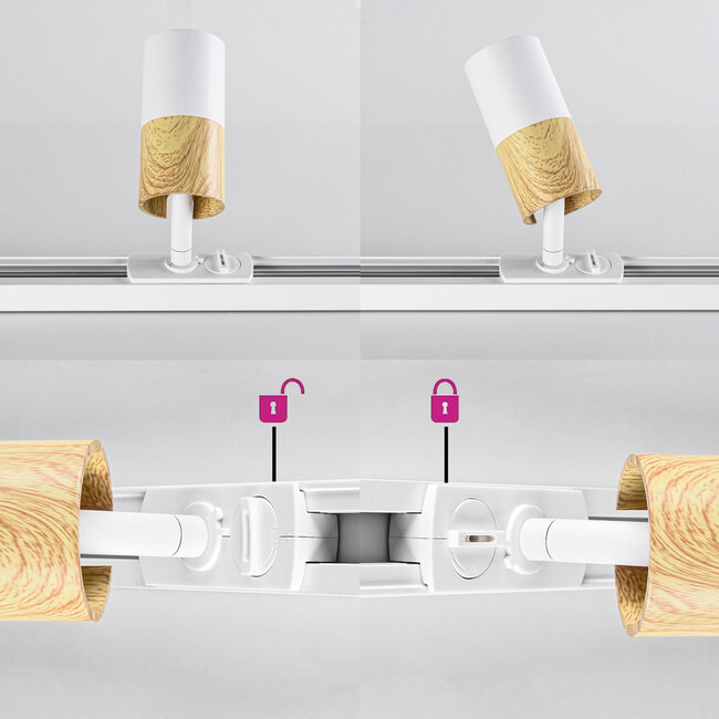 1-phase track lighting system 1.5 metres white with oak wood look - Linn