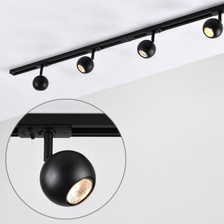 1-phase track lighting system 1.5 metres with round ceiling spotlights - Dex