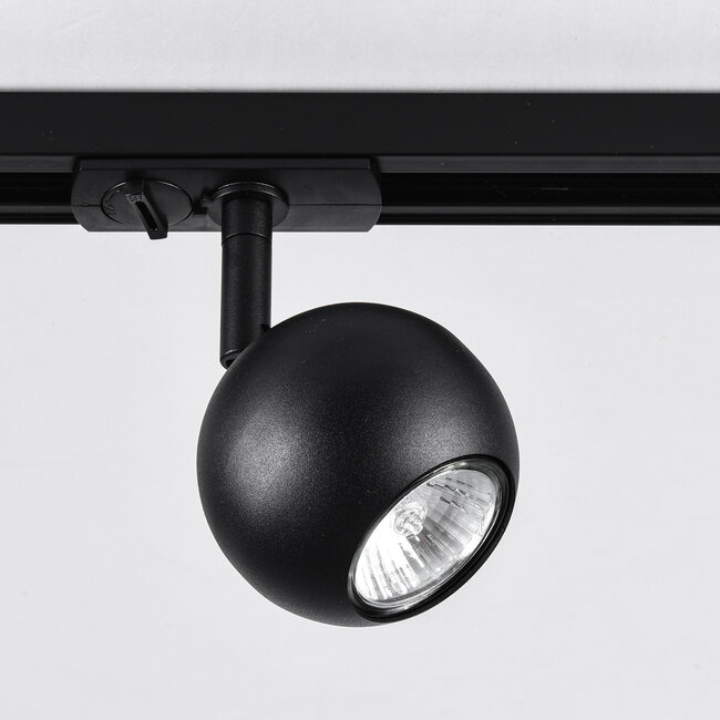 1-phase track lighting system 3 metres with round ceiling spotlights - Dex