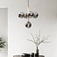 5-light pendant light Kenji - smoked glass with mirror effect and gold