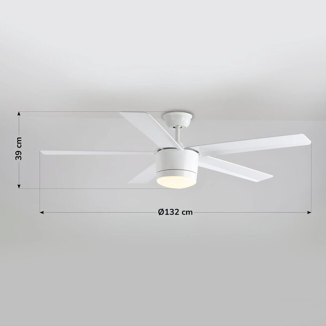 Modern Rico ceiling fan in White with remote control, including LED