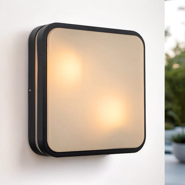 Square design exterior wall lamp black - Seb