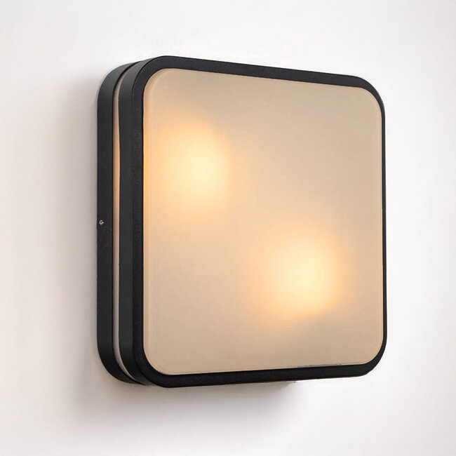 Square designer lighting outdoor wall lamp, Black, 28.5 cm - Seb