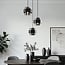 3-light pendant light Fynna - smoked glass and black tiered