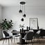 3-light pendant light Fynna - smoked glass and black tiered