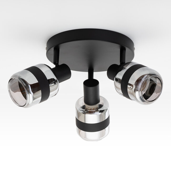 Industrial ceiling spotlight smoked glass, 3-lights - Adira