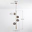 4-light designer pendant light Ferron in smoked glass - smoked and gold