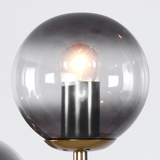 7-light designer pendant light Sette - smoked glass and gold