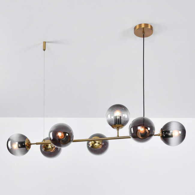 Sette designer pendant light with smoked glass globes