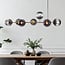 7-light designer pendant light Sette - smoked glass and gold
