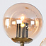 7-light designer pendant light Sette - amber glass and gold