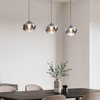 3-bulb pendant light with smoked glass and 3-step dim - Vive 3-bulb pendant light with smoked glass and 3-step dim - Vive