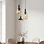 Designer pendant light black with amber glass, 3 lights - Mala