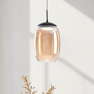 3-step dimmable pendant light Novi - amber glass and black