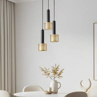 Modern hanging lamp with honeycomb design, 3-light - Aur