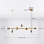 Gold pendant light with clear glass and black fittings, 7-bulb – Hepta