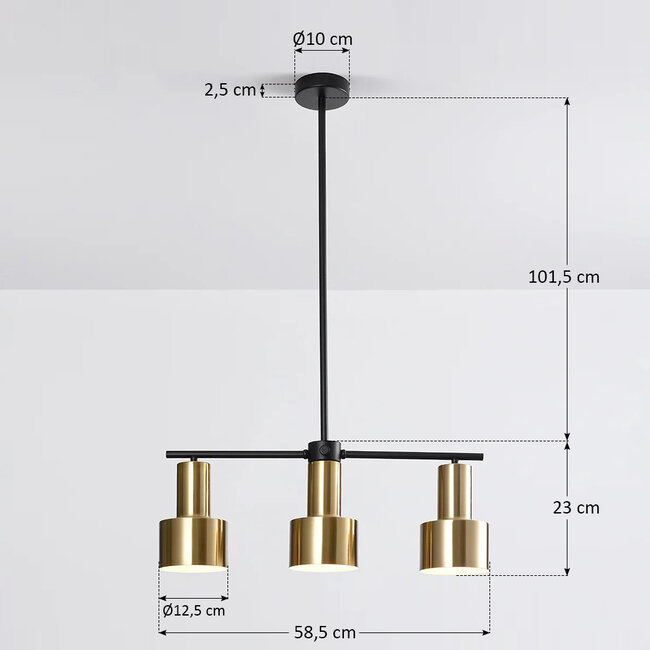 Modern ceiling lamp in gold with 3 lights - Rom
