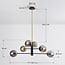 6-light pendant light Damian - smoked glass