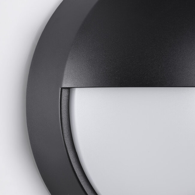 Round outdoor wall light with sensor - black