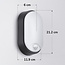 LED bulkhead wall light with sensor and 3 colour temperatures, oval
