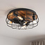 Industrial ceiling fan, Black with wood effect - Fistik
