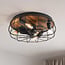 Industrial ceiling fan Fistik - black with wood-effect