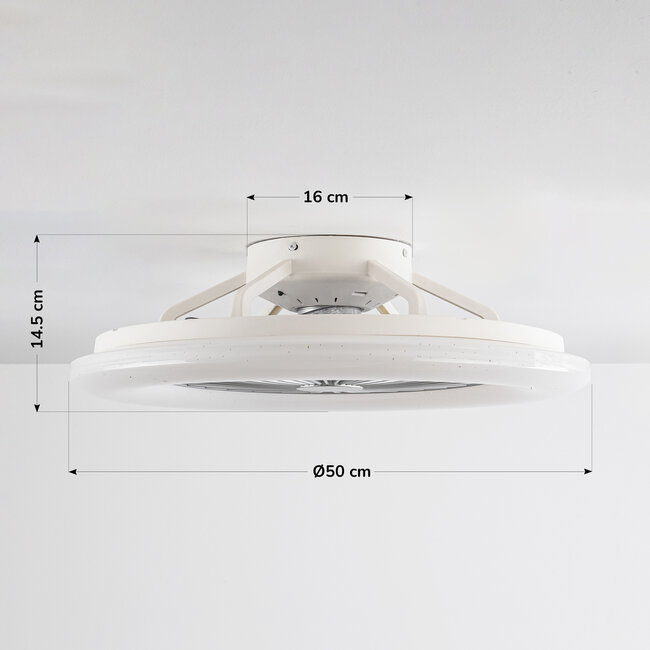 Smart ceiling fan, Warm white, with Wi-Fi and RGB function - Mira