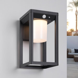 Solar wall light with sensor black - Lucian