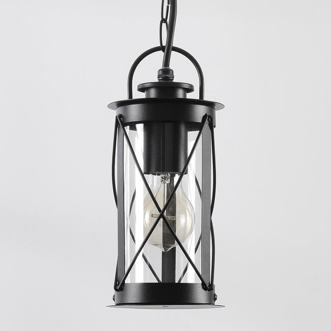 Rustic outdoor pendant lamp Jayce - black