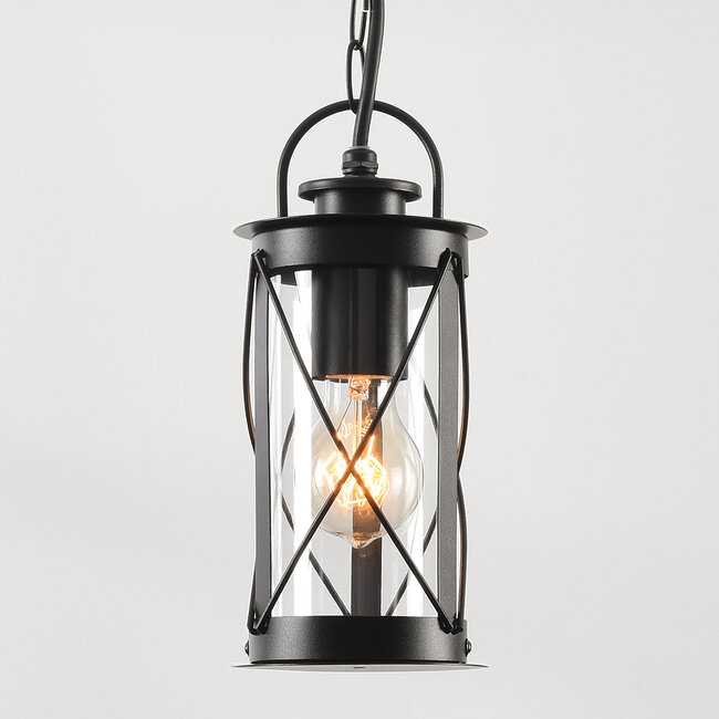 Rustic outdoor pendant lamp Jayce - black