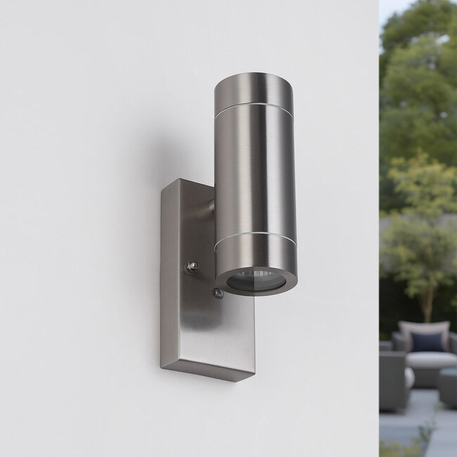 Stainless steel outdoor wall lamp 2-bulbs - Saul