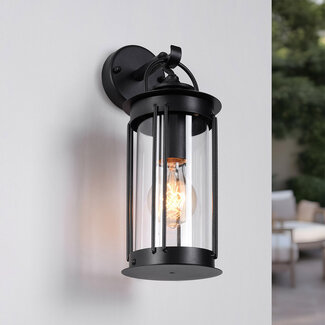 Black industrial wall light, stainless steel - Alicia