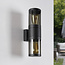 2-bulb black outdoor wall light, up/down - Rouen