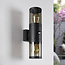 Outdoor wall light Calais with sensor, up/down, 2-bulb - black