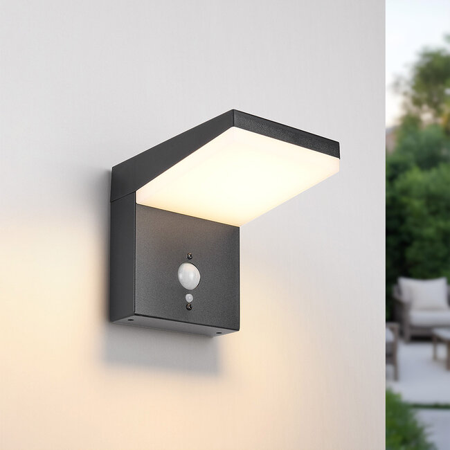 Modern solar wall lamp black with sensor - Halo