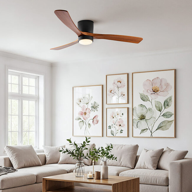 Rani ceiling fan with oak blades, including LED