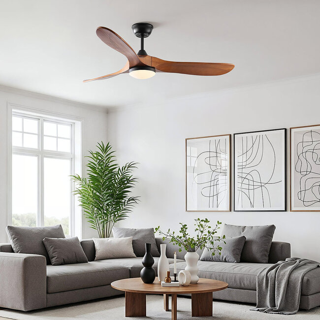 Ceiling fan Uccello - bronze with oak wood blades