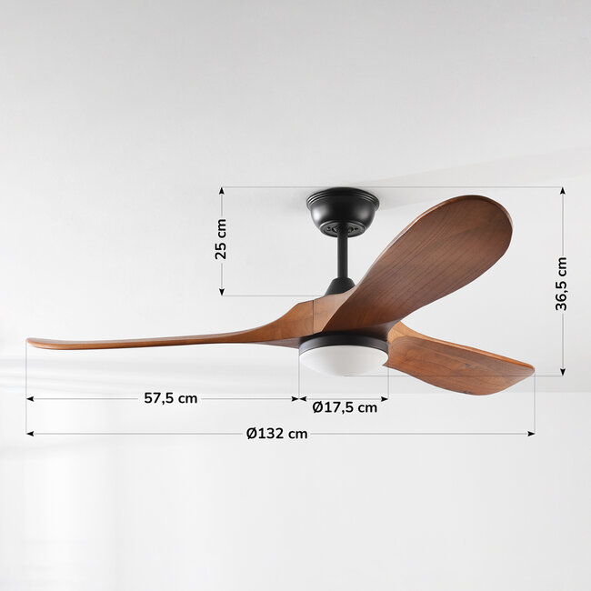 Ceiling fan Uccello - bronze with oak wood blades