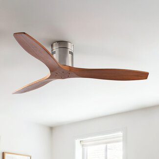 Ceiling fan with oakwood blades and remote control - Fugle