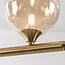 6-light pendant light Aster - gold with amber glass globes