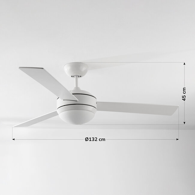 Ceiling fan Jinx with LED and reversible blades in white and light brown