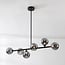 6-light design ceiling light Aster in smoked glass - black